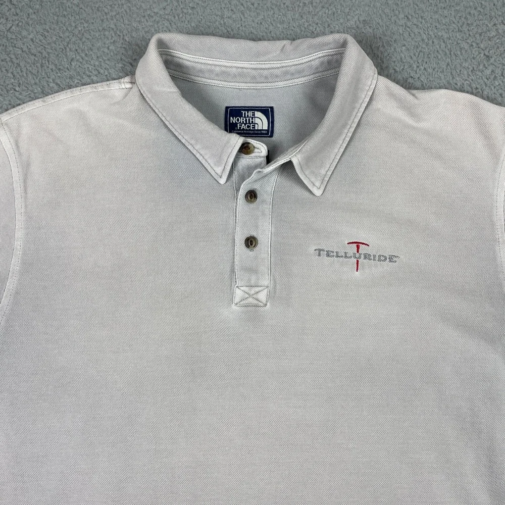The North Face Telluride Polo Shirt Mens XL Gray Short Sleeve Cotton Pique Logo
